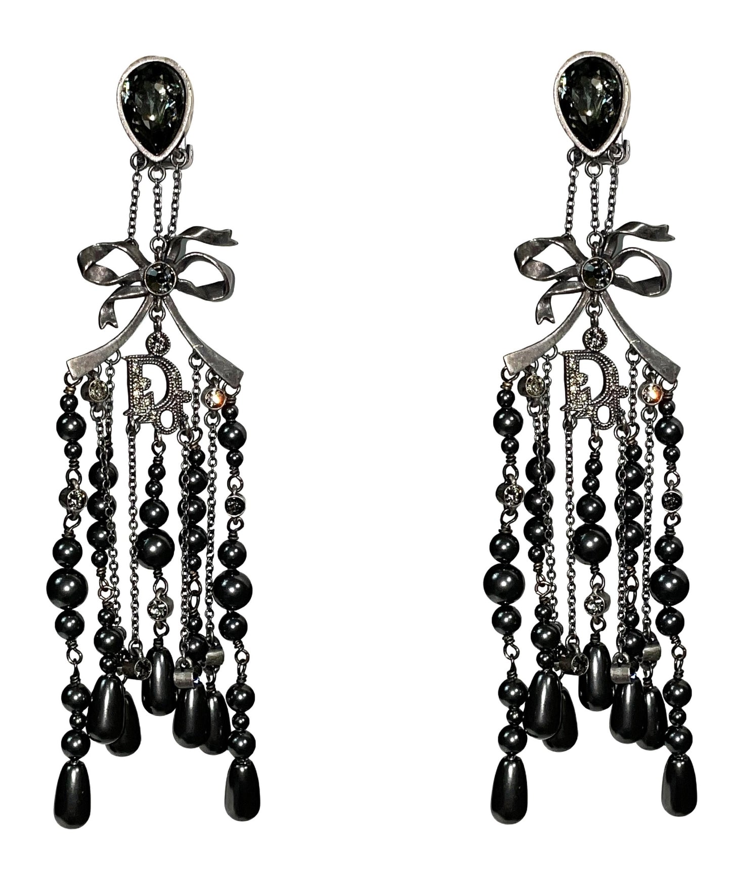 S/S 2007 Christian Dior by John Galliano Haute Couture Princess Runway Large Chandelier Bow Earrings