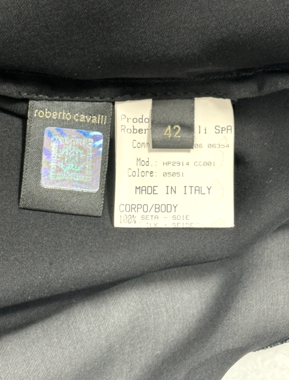 S/S 2007 Roberto Cavalli Runway Black Plunging 1970's Style Cut-Out Maxi Dress