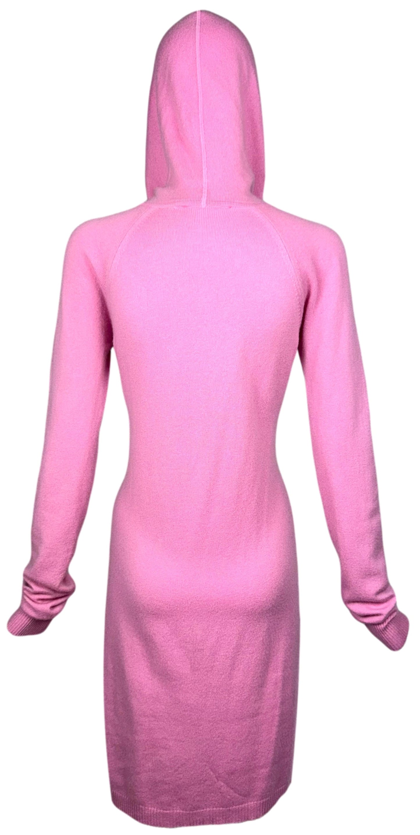 F/W 2008 Christian Dior by John Galliano Pink Cashmere Hooded Sweater Dress