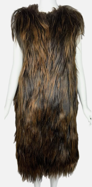 F/W 2008 Dolce & Gabbana Runway Brown Shaggy Fur Long Vest Coat