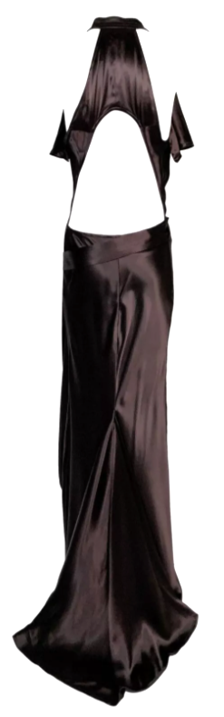F/W 2008 Jean Paul Gaultier Runway Brown Satin Plunging Wrap Gown Dress