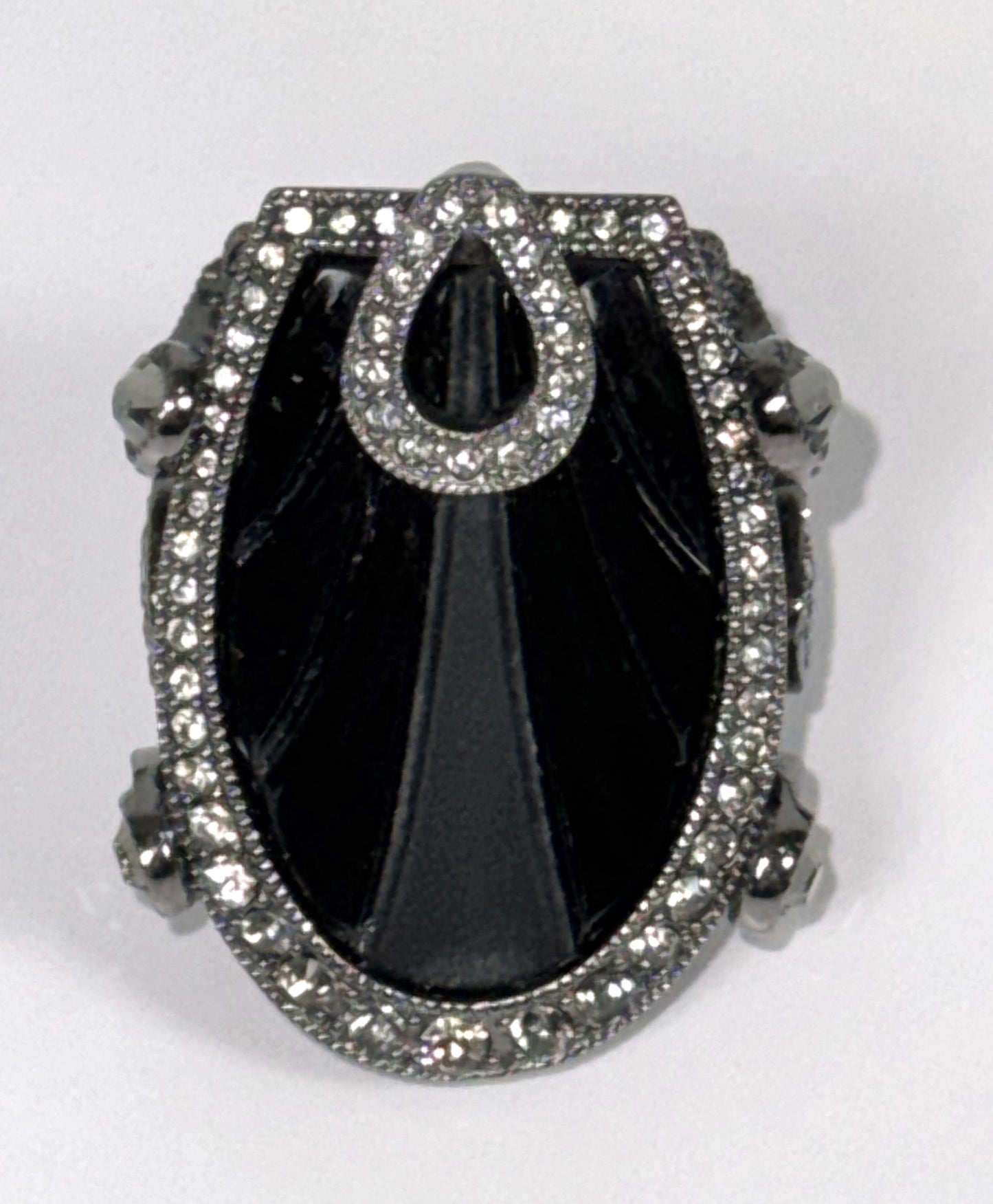 S/S 2008 Christian Dior by John Galliano Runway 20's Art Deco Style Large Onyx Earrings & Ring Set