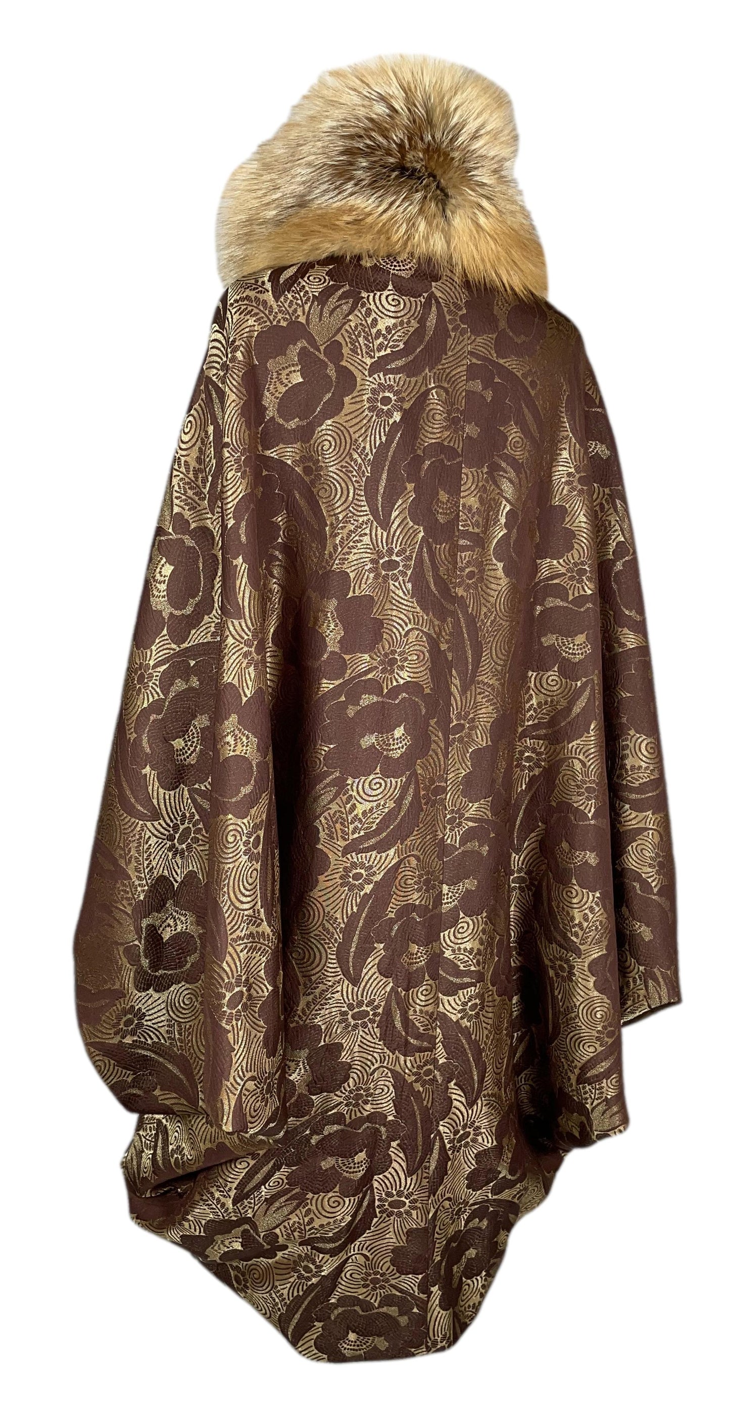 S/S 2008 Christian Dior by John Galliano Runway Gold & Brown Poiret 20's Style Cape Coat w Fox Fur