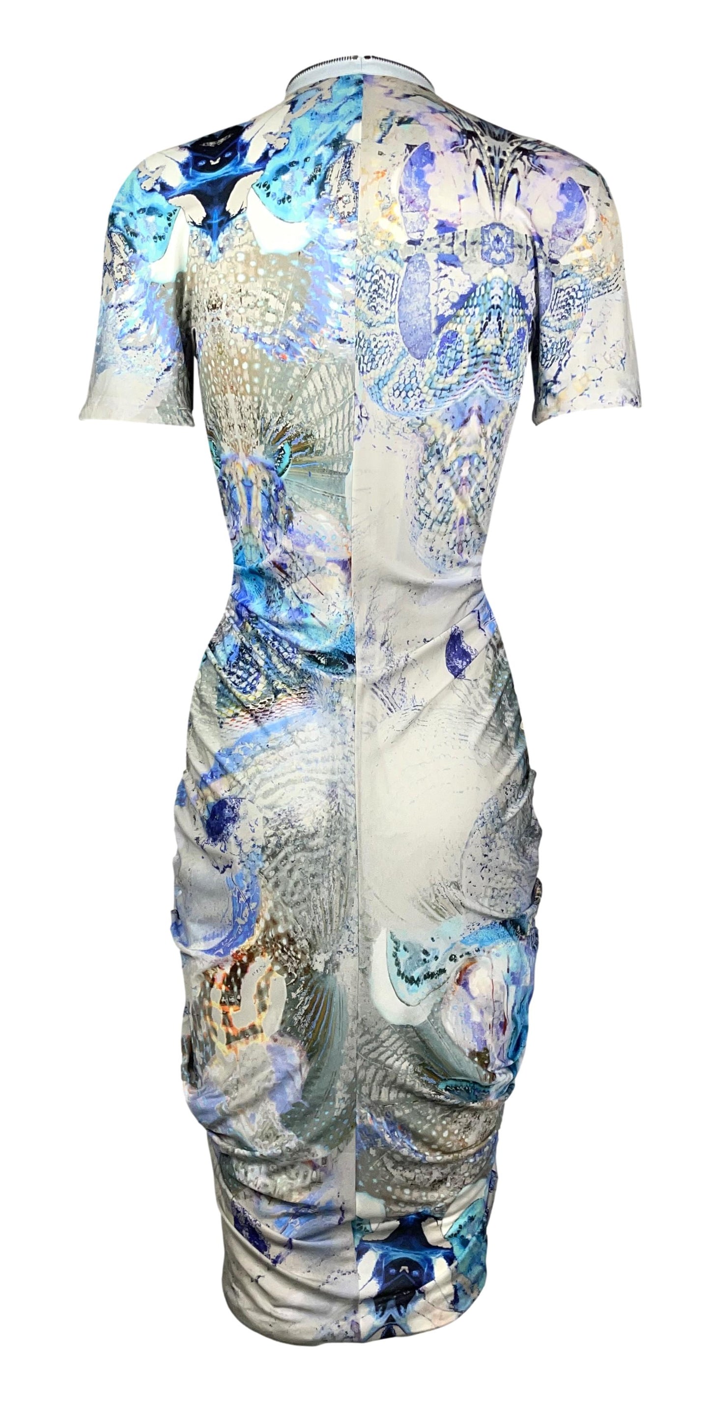 S/S 2010 Alexander McQueen Plato's Atlantis Plunging Zip-Up Ruched Mini Dress