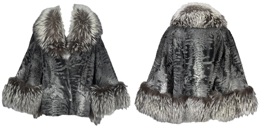 F/W 2009 Christian Dior x John Galliano Lamb & Fox Fur Kimono Sleeve Swing Coat Jacket
