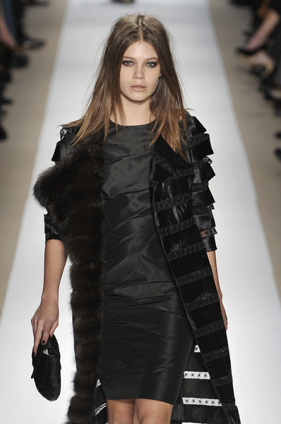 F/W 2009 Dennis Basso Runway Sable Fur & Black Pony Hair Ribbon Cut-Out Coat Jacket