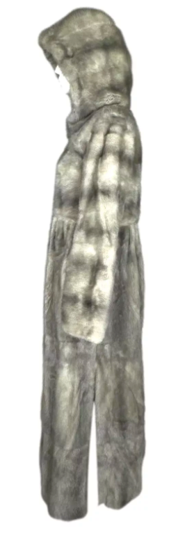 F/W 2009 Valentino Silver Gray Mink Fur Hooded Full Length Long Coat