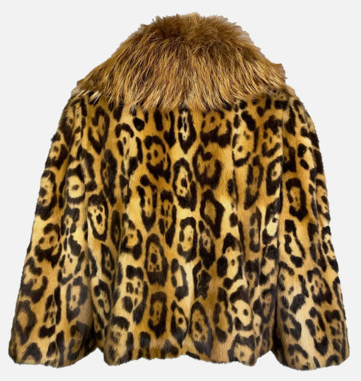 P/F 2009 Christian Dior by John Galliano Jaguar Print Weasel & Fox Fur MOD Short Coat Jacket