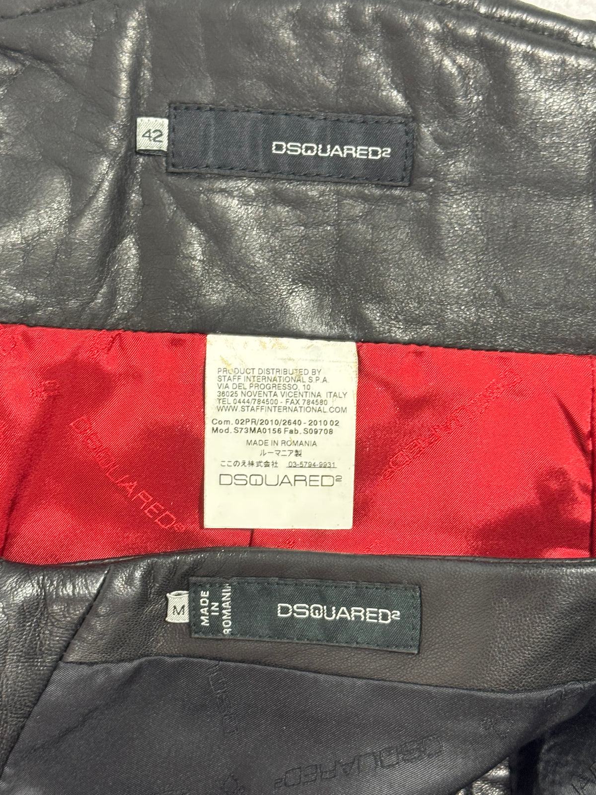 2010 Dsquared² Black Leather Open Chest Crop Top & High Waist Pin-Up Rockabilly Wiggle Zipper Skirt Set