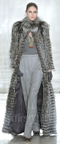 F/W 2011 Chado x Ralph Rucci Runway Black White & Gray Fox Fur Floor Length Coat
