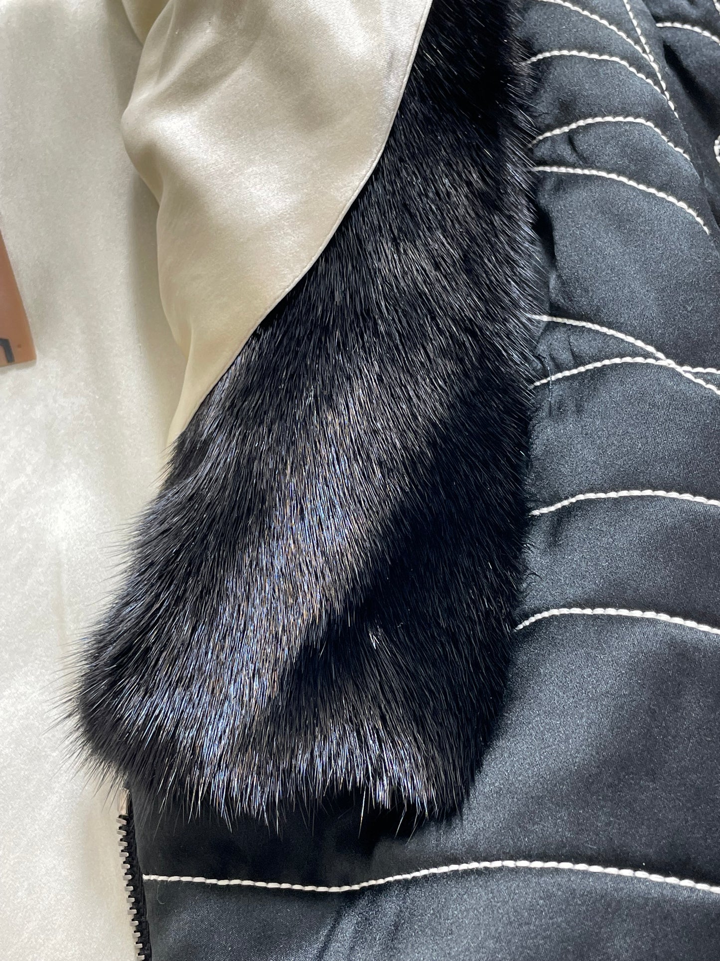 F/W 2011 John Galliano Runway RARE Japanese Embroidered Tattoo Black Silk Puffer Mink & Yak Fur Coat Jacket
