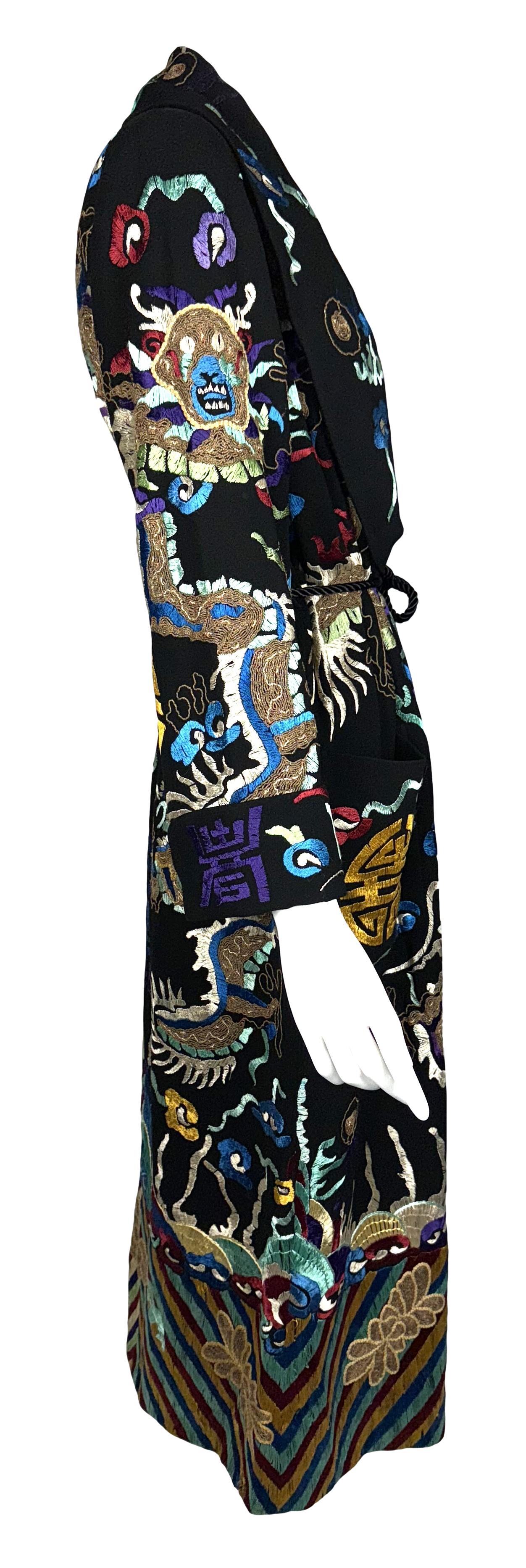 F/W 2011 Ralph Lauren Collection Runway Chinoiserie Chinese Dragon Embroidered Long Black Coat Jacket