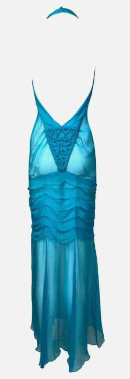S/S 2011 Christian Dior by John Galliano Sheer Blue Silk Mermaid Maxi Dress