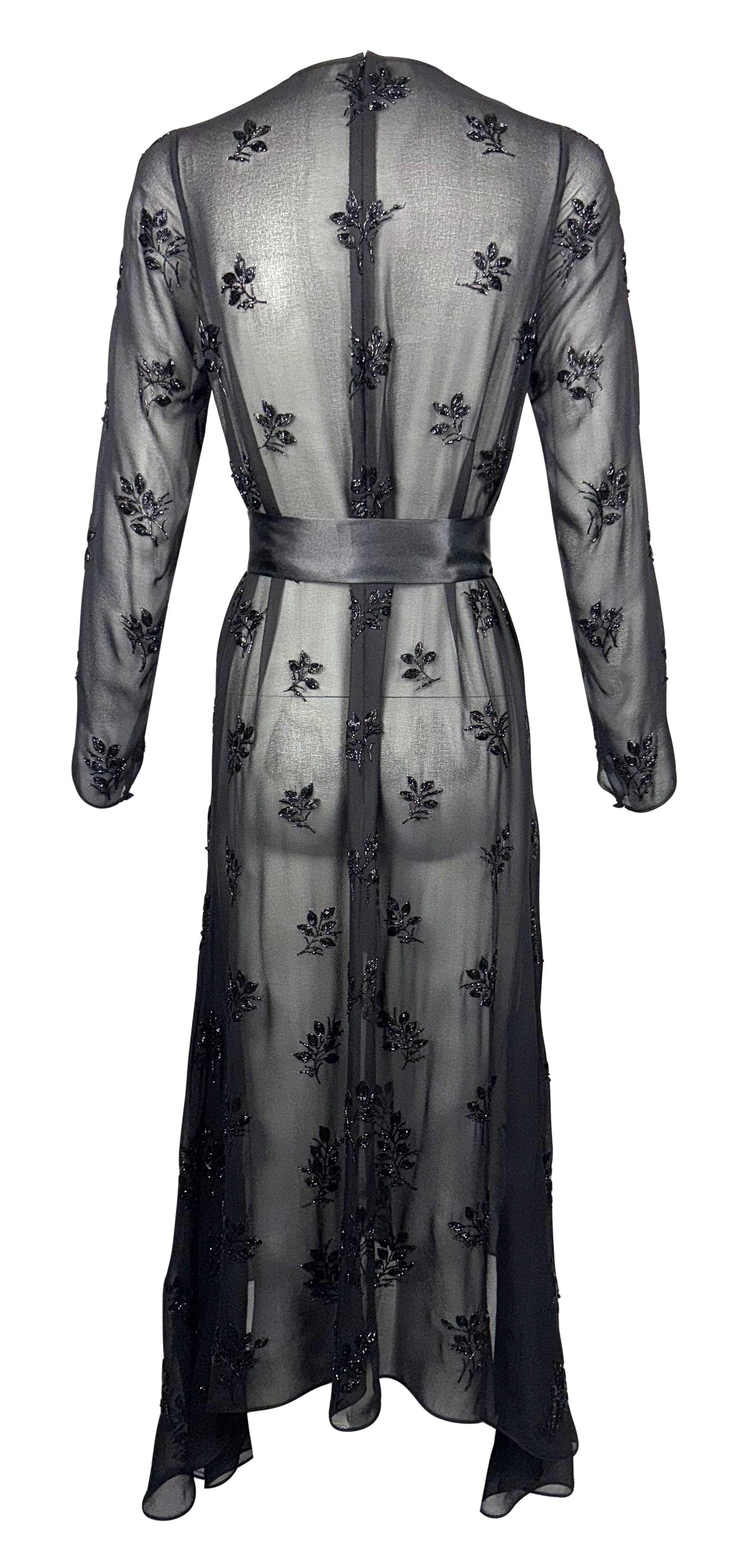 F/W 2014 Christian Dior Haute Couture Sheer Black Silk Beaded L/S Dress