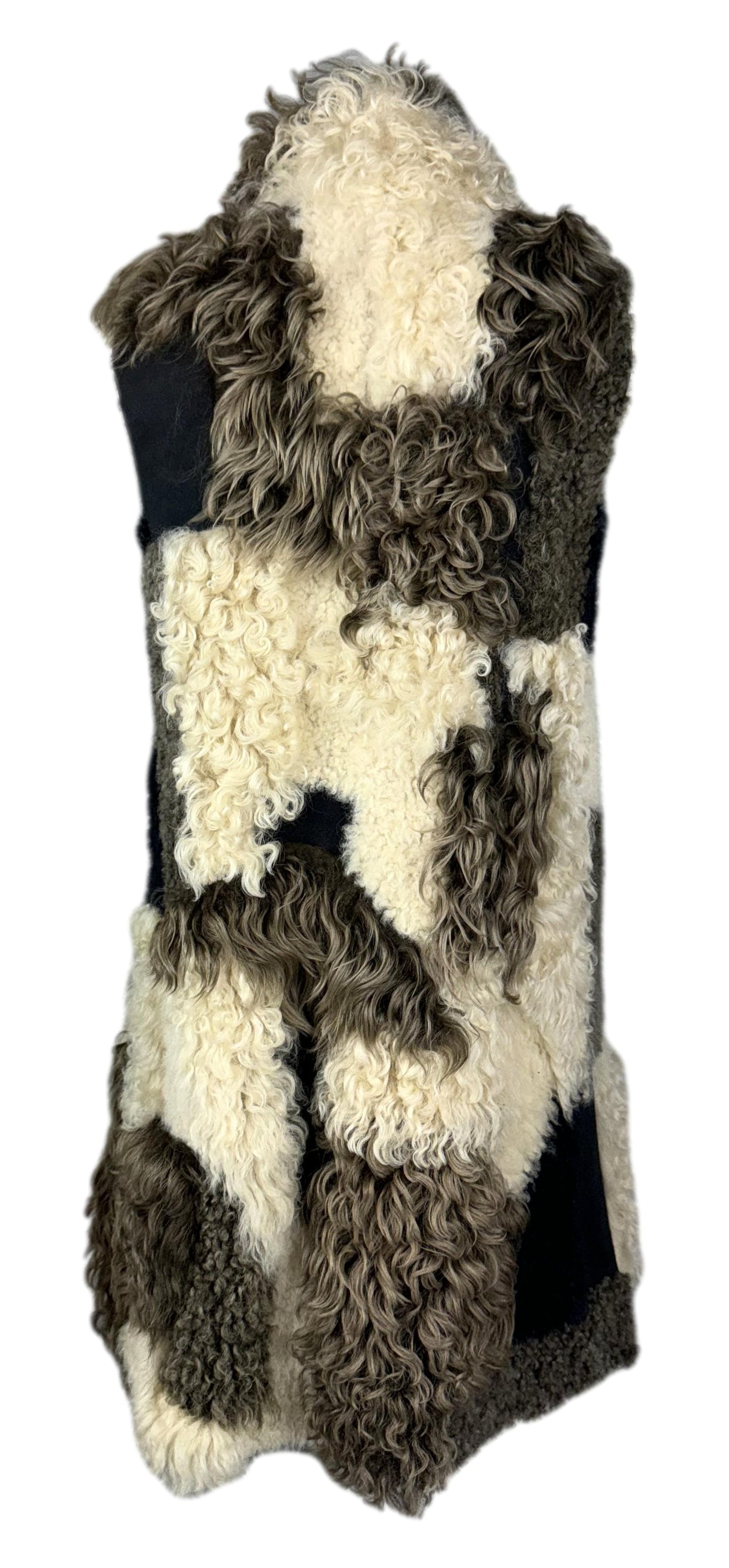 F/W 2015 Fendi by Karl Lagerfeld Geometric Fur Vest Mini Dress