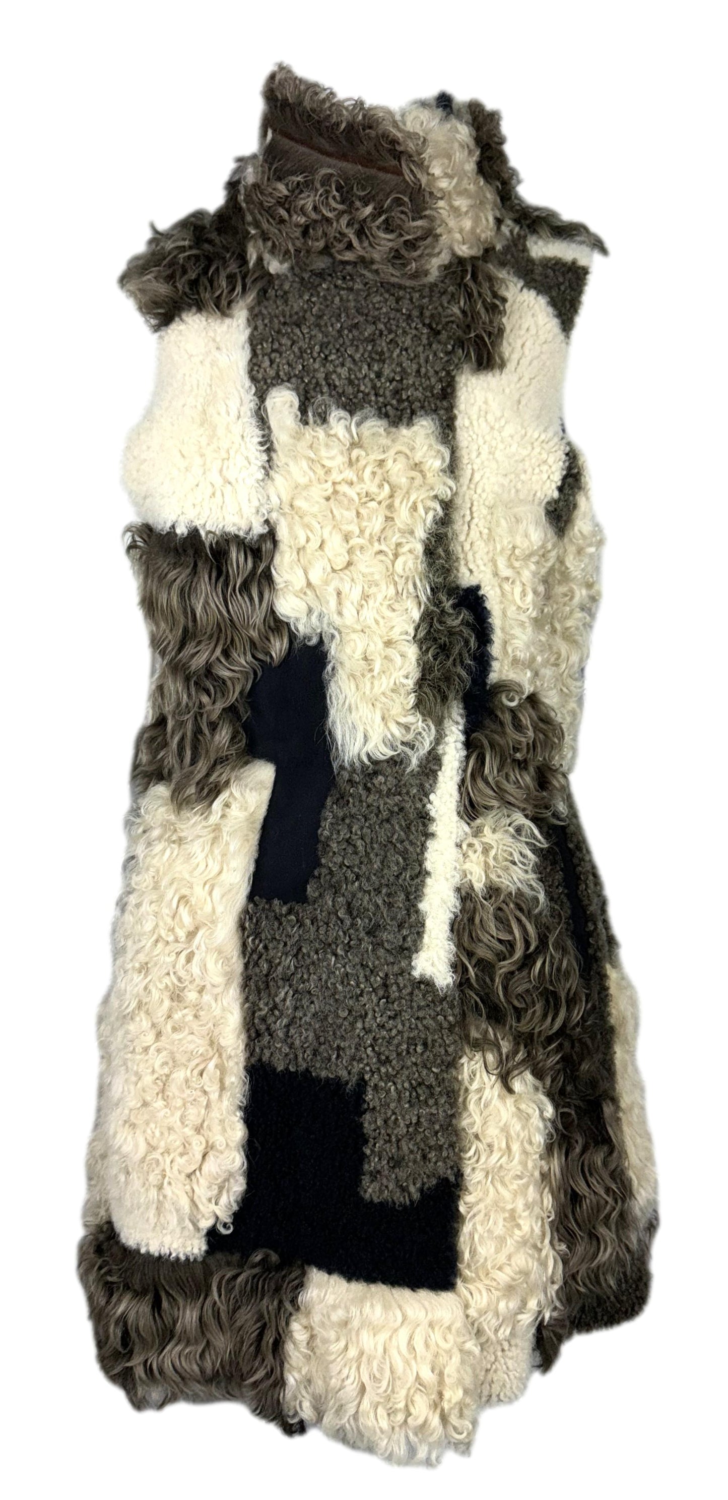 F/W 2015 Fendi by Karl Lagerfeld Geometric Fur Vest Mini Dress