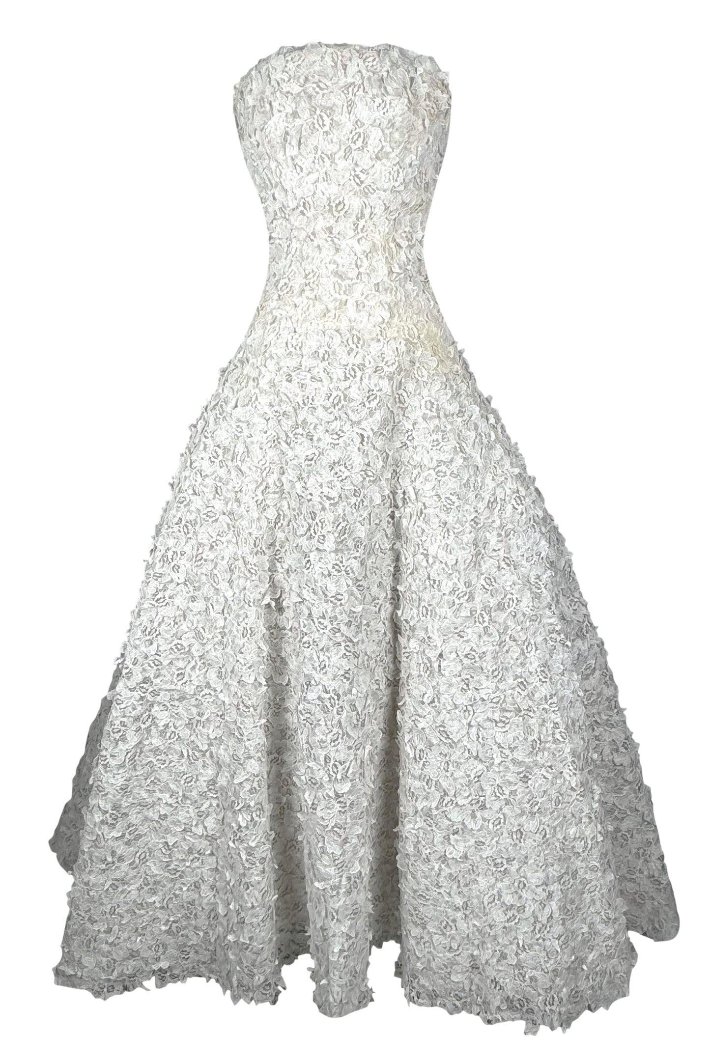 S/S 2015 Christian Dior Haute Couture Chantilly Lace Petal Strapless 1950's Style Gown Dress w Train