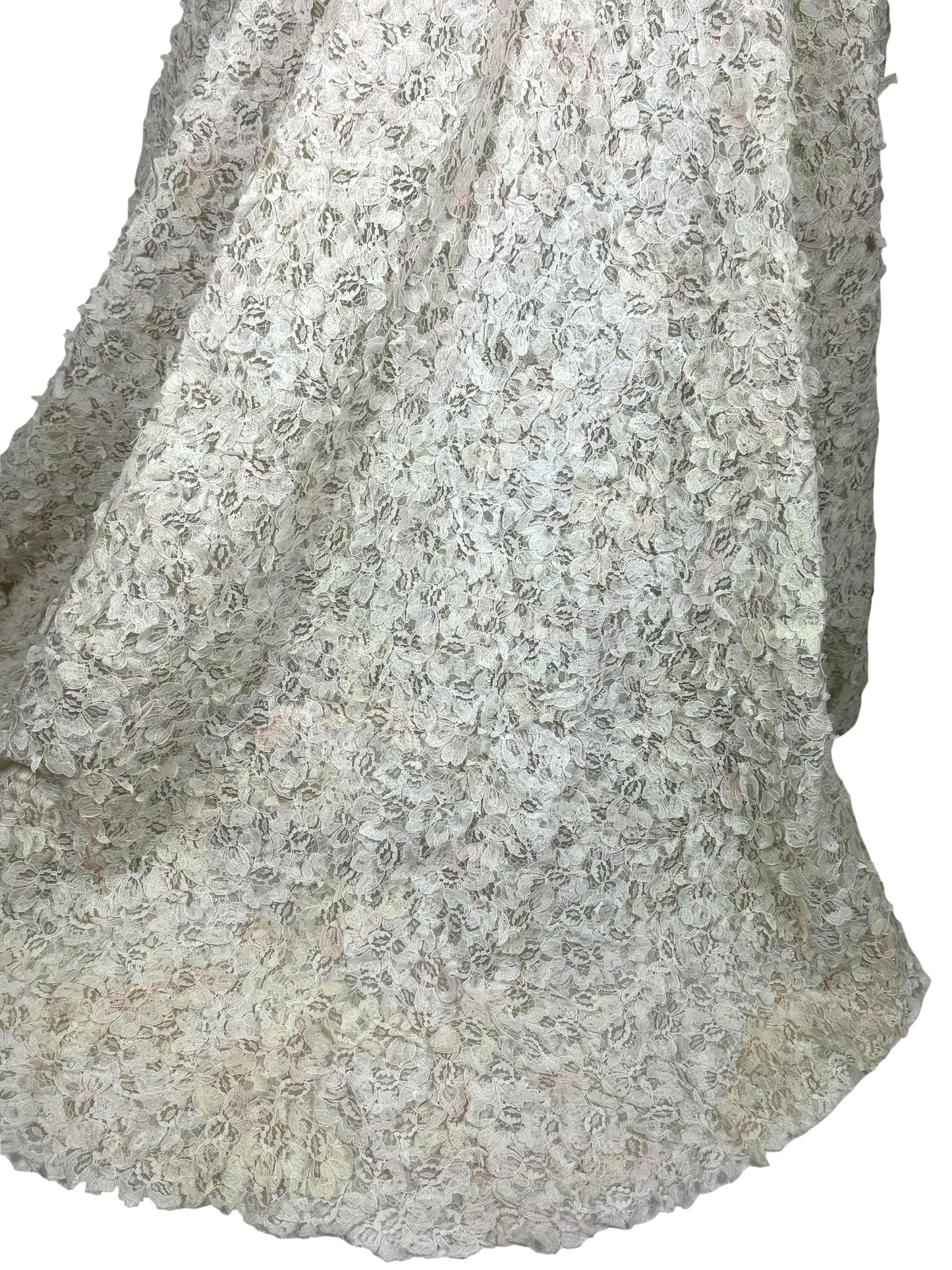 S/S 2015 Christian Dior Haute Couture Chantilly Lace Petal Strapless 1950's Style Gown Dress w Train