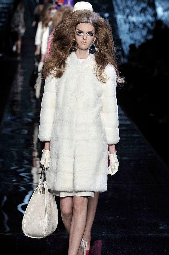 F/W 2008 Christian Dior by John Galliano 1960's MOD Style Runway Winter White Mink Fur Coat