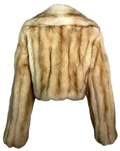 Vintage 1990's Louis Feraud Golden Sable Fur Cropped Chubby Jacket Coat