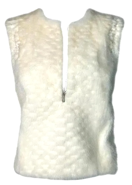 Vintage F/W 1999 Gianni Versace Runway Ivory Mink Fur Vest Top