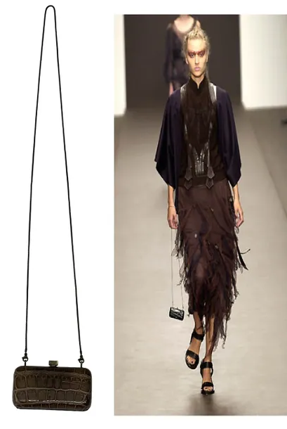 S/S 2002 Fendi by Karl Lagerfeld Runway Brown Crocodile Minaudiere Clutch Handbag