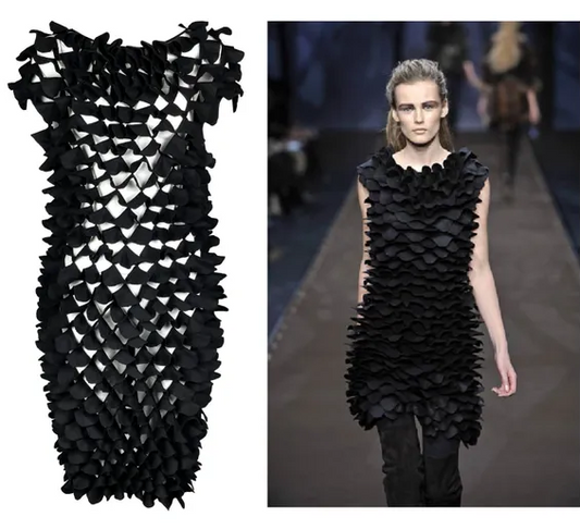 F/W 2008 Fendi by Karl Lagerfeld Runway Black MOD 60's Style Sheer Petal Mini Dress