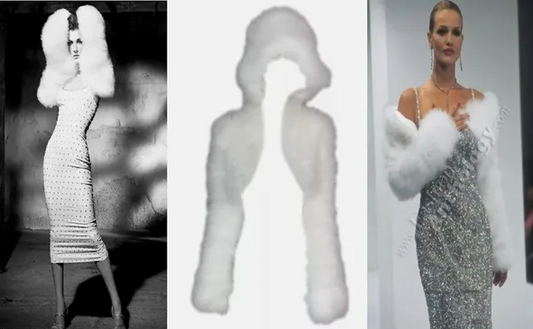 Vintage S/S Dolce & Gabbana Runway White Feather Cropped Bolero Jacket & Hat Set