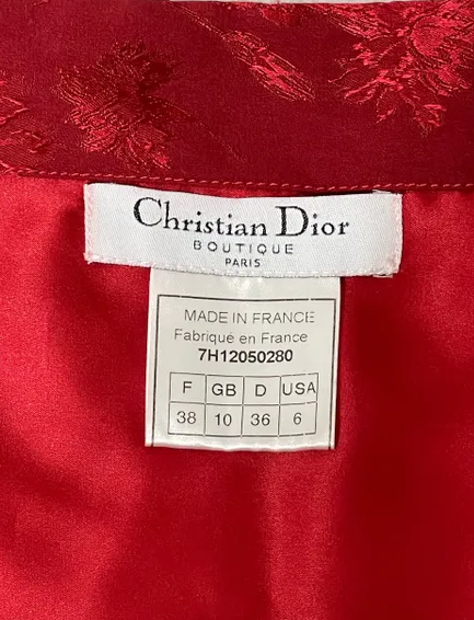 Vintage F/W 1997 Christian Dior by John Galliano Runway Red Strapless Chinoiserie Bodysuit Top