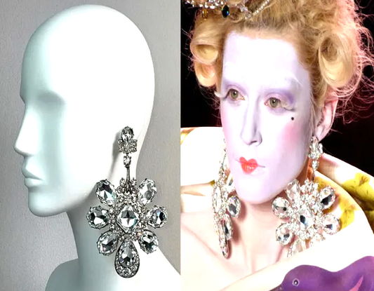 F/W 2004 Christian Dior by John Galliano Haute Couture Runway Huge Crystal Queen Earrings