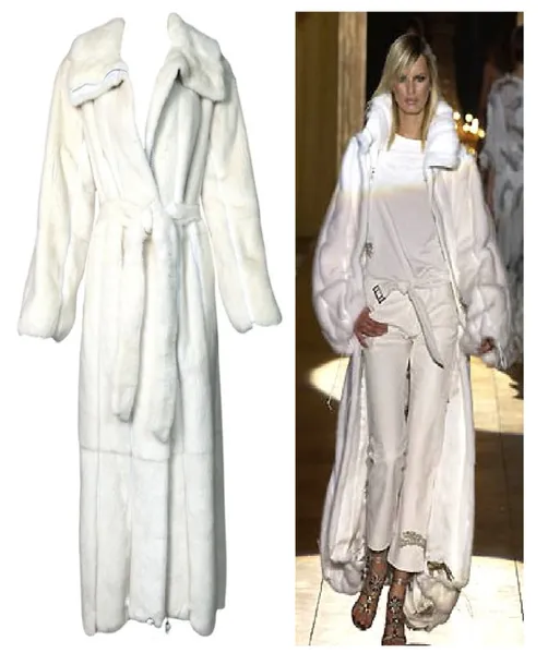 F/W 2002 Roberto Cavalli Runway Winter White Mink Fur Full Length Long Coat