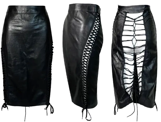F/W 2003 Christian Dior by John Galliano Black Leather Hardcore Dominatrix Corset Skirt