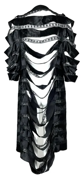 F/W 2009 Dennis Basso Runway Sable Fur & Black Pony Hair Ribbon Cut-Out Coat Jacket