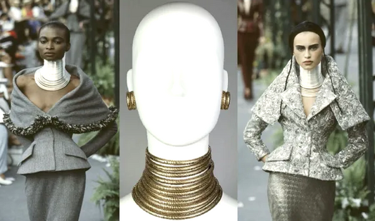 F/W 1997 Christian Dior by John Galliano Museum Gold Extra Wide Masai Choker Necklace Earrings & Bracelet
