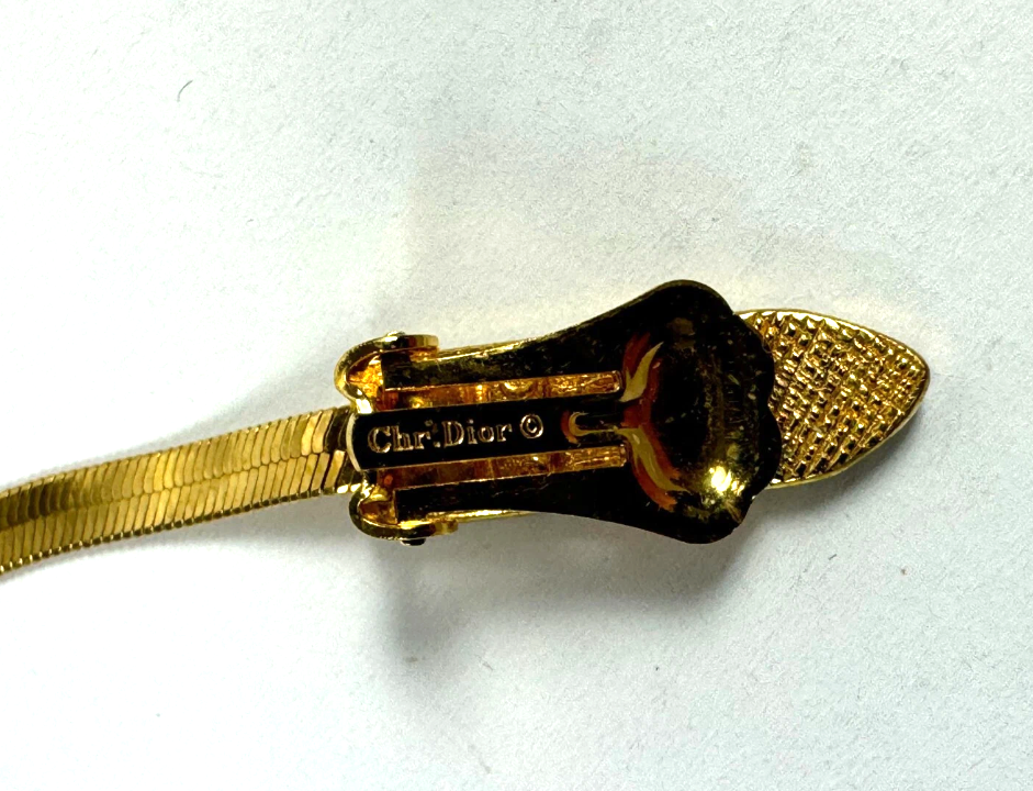 Early 2000's Christian Dior by John Galliano Extra Long Gold Snake Chain Earrings