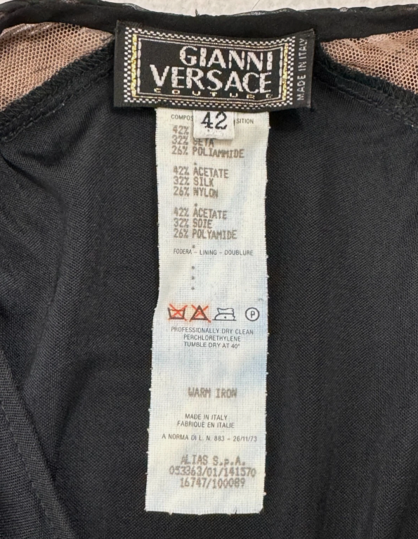 2001 Gianni Versace Plunging 70's Style Black Poet Sleeve Top