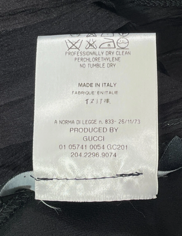 2001 Gucci by Tom Ford Sheer Black Silk Plunging Gown Dress w Small Train