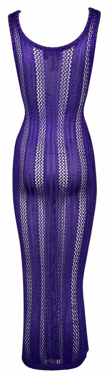 F/W 1993 Gianni Versace Runway Sheer Purple Knit Bodycon Dress & Cardigan