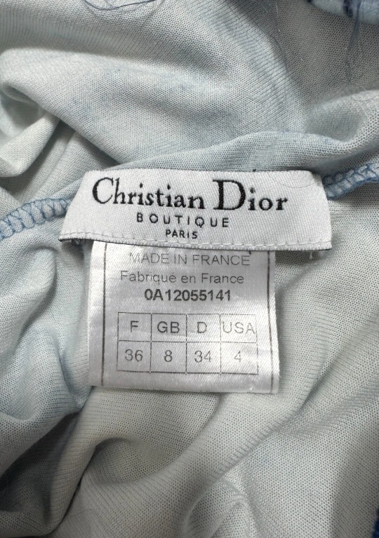 F/W 2000 Christian Dior by John Galliano Blue Tie Dye Velvet Crop Top & Sequin Pencil Skirt Set