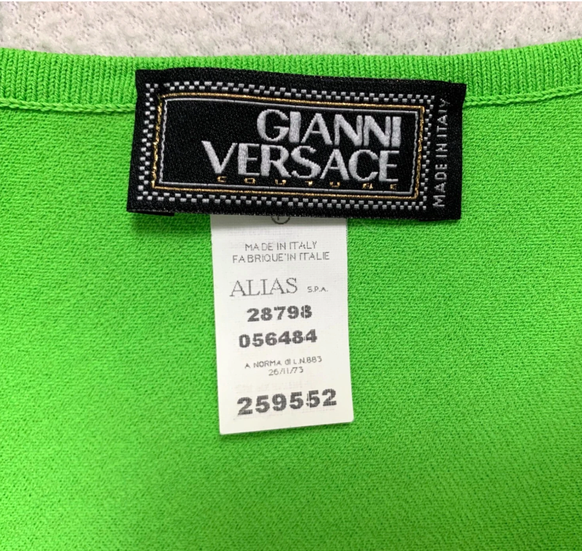 S/S 2003 Gianni Versace Runway Green Knit Bodycon One Arm Open Chest Mini Dress
