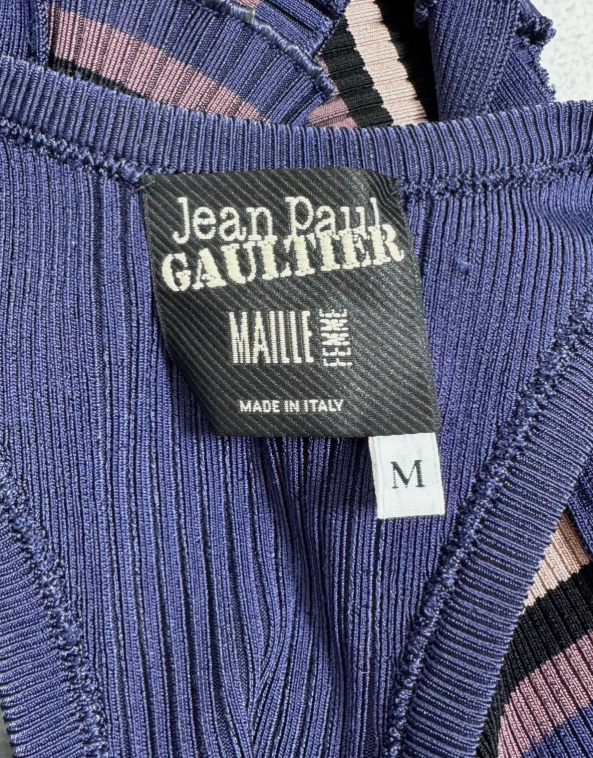 Vintage 1990's Jean Paul Gaultier Striped Cut-Out Mini Dress