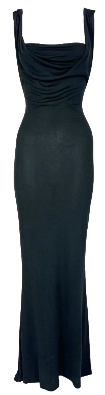 Vintage S/S 1998 Vivienne Westwood Runway Gold Label Slinky Black Maxi Dress