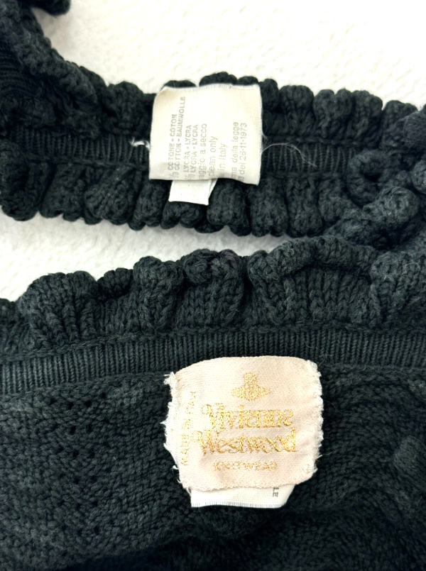 Vintage S/S 1995 Vivienne Westwood Runway Lolita Pin-Up Black Crochet Crop Top & Short Set