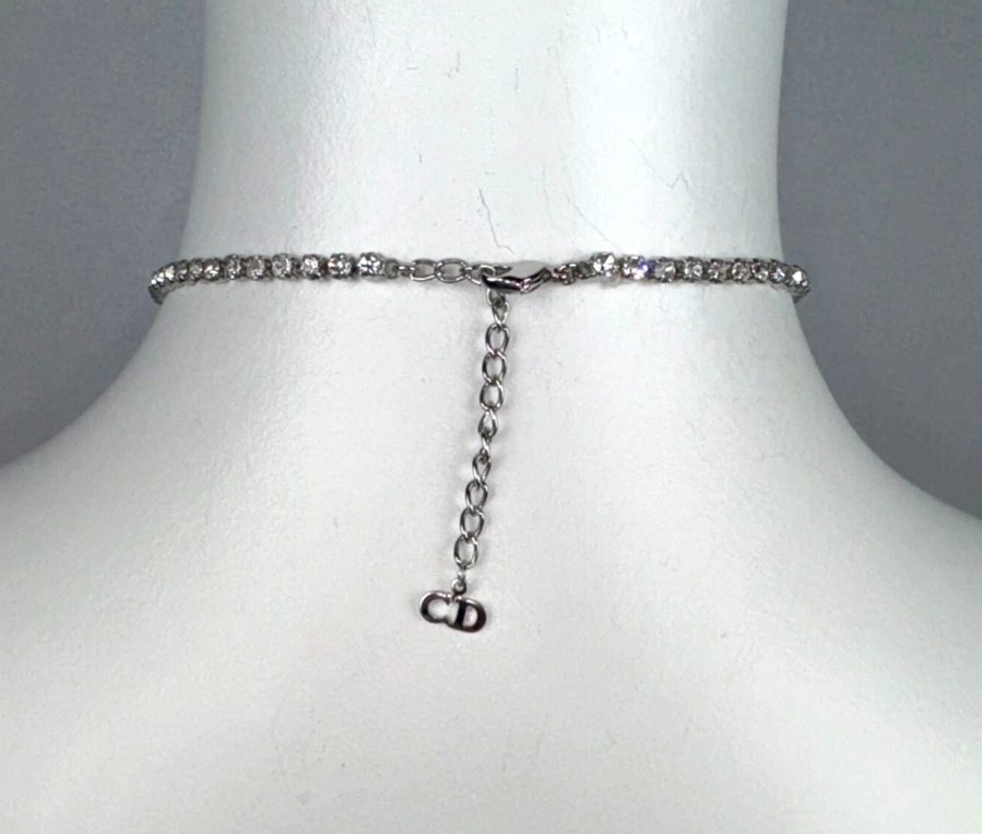 Vintage 1990's Christian Dior x John Galliano Silver Tone Crystal Princess Necklace