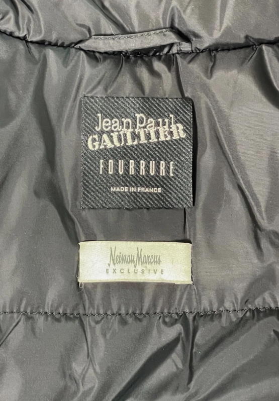 2000's Jean Paul Gaultier White Fox Fur Black Hooded Puffer Coat Jacket