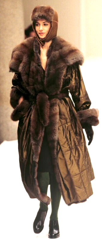F/W 1995 Fendi x Karl Lagerfeld Runway Leather & Silk Reversible Fur Coat Jacket