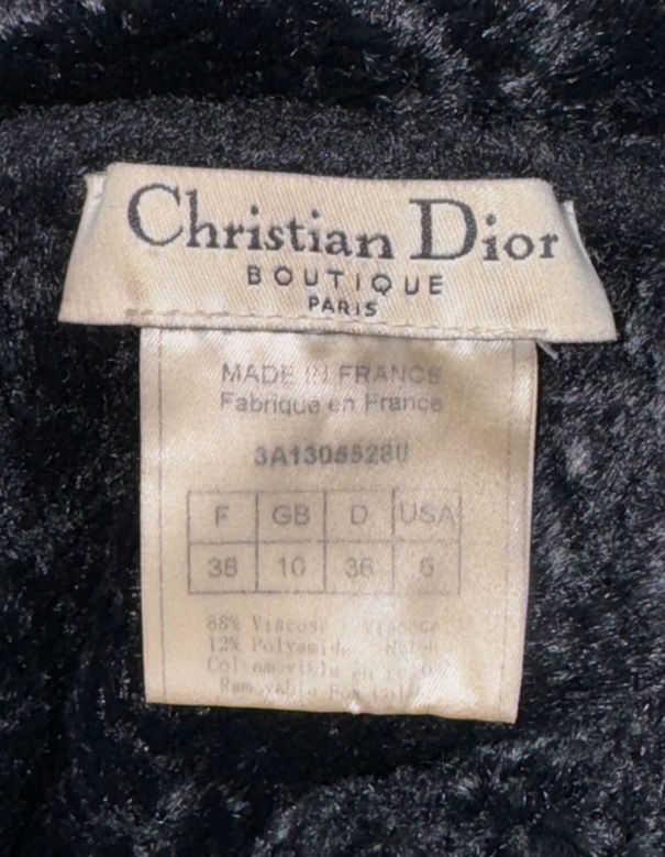 F/W 2003 Christian Dior x John Galliano Black Fuzzy Sweater Tunic w Wide Fox Fur Collar
