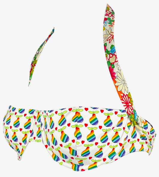 S/S 2002 Christian Dior x John Galliano Rainbow Pear Candy Harajuku Logo Buckle Bra Top