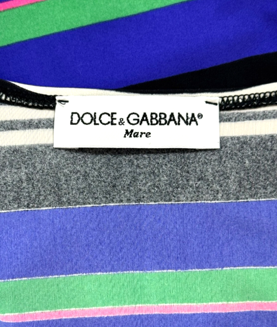 Vintage 1990's Dolce & Gabbana Rainbow Striped Bodycon Nylon Mini Dress