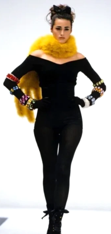 Vintage F/W 1991 Dolce & Gabbana Pin-Up Black Crystal Crop Top & High Waist Shorts Set